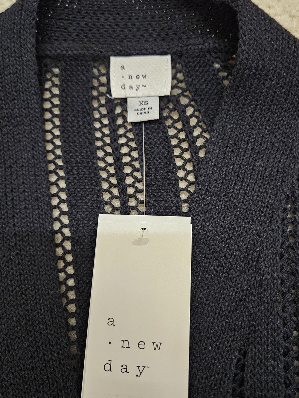 a new day Black Open-Weave V-Neck Button Cardigan - Picture 4 of 5